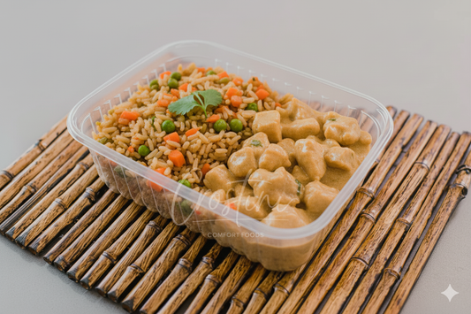 Estrogonofe de frango com arroz integral